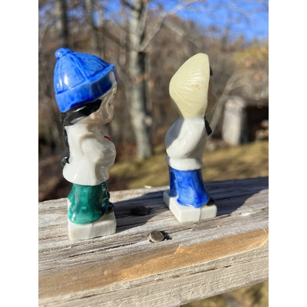 Vintage Figurines Boy Girl Japan Ceramic Mid Century Granny Core Asia